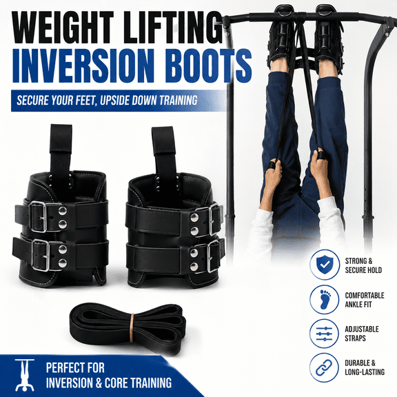 Professional Inversion Boots for Gravity Decompression | Heavy-Duty Ankle Hooks for Back Pain Relief & Core Training | Ergonomic Padded Inversion Therapy Gear for Fitness Enthusiasts