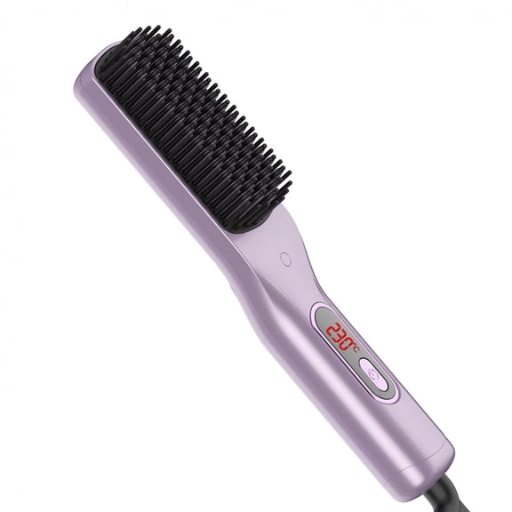 Professional Ionic Ceramic Hair Straightener Brush for Women & Men, Anti-Scald Fast Frizz-Free Hot Comb, Multi-Use Thermal Styling Tool Also Usable as Beard Straightener