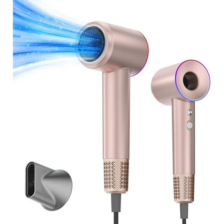 Professional Ionic Hair Dryer, 1800W High Speed Blow Dryer for Home Salon, Real 200 Million Negative Ions, 120,000 RPM Brushless Motor for All Hair Types (Pink)