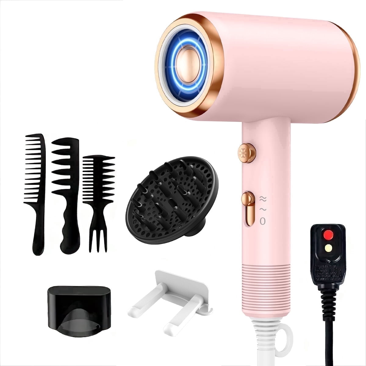 Hoey Ionic Hair Dryer, 1800W Fast Drying, Low Noise, with Diffuser