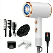 Professional Ionic Hair Dryer, Powerful 1800W Fast Drying Low Noise Blow Dryer with Concentrator Nozzle Diffuser Attachments for Home Salon Travel