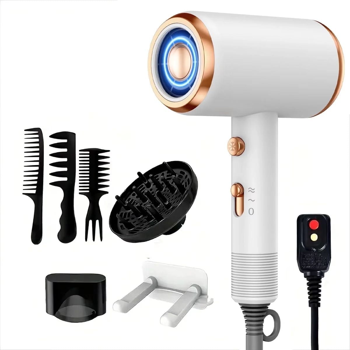 Hoey Ionic Hair Dryer, 1800W Fast Drying, Low Noise, with Diffuser