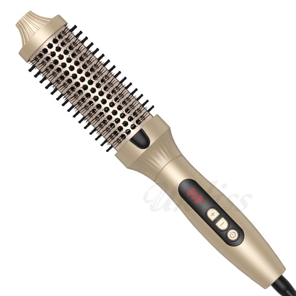 Professional Ionic Hot Brush, 2-in-1 Heated Round Brush Styler with Ceramic Titanium Barrel, Adjustable Temperature & LCD Display for Volumizing and Frizz-Free Curls