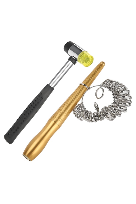 Professional Jewelry Ring Mandrel Sizer and Metal Finger Measuring Stick Gauge with Handle Repair Hammer Craft Sizing Tool Kit, 11.02 inches / 28.0 cm