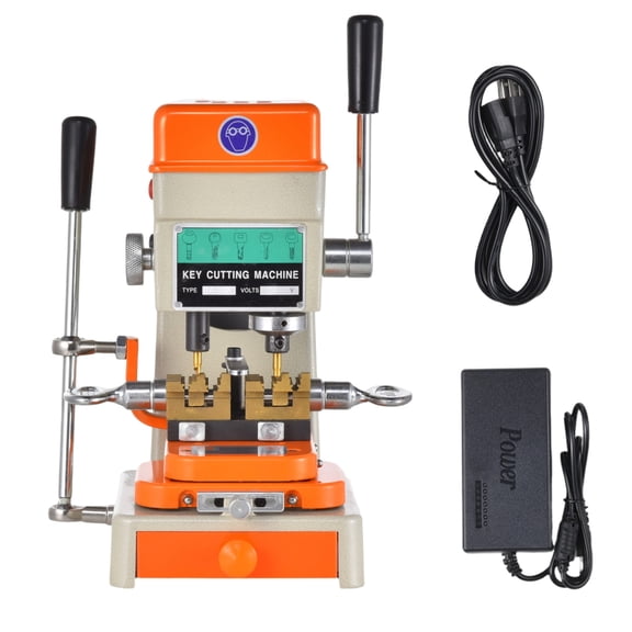 Professional Key Duplicator Machine, 110V Electric Vertical Key Cutter for Residential & Automotive Keys, All-Steel Clamp & Aluminum Alloy Body, Includes Complete Tool Kit