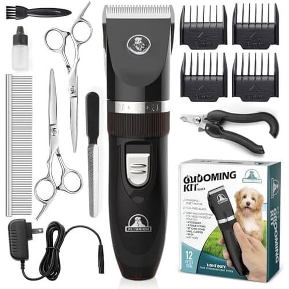 Professional   Kit - Cordless Low Noise  Clippers for  Thick Coats -   Safe  Hair Trimmer -   Kit Includes  Hair Clippers,  Trimmer & Shears
