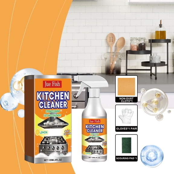Professional Kitchen Grease Cleaner Heavy Duty Remover for Tough Stains Net 120ml All Purpose Household Cleaning Solution Sparkling Shine for Pots and Pans Oven Racks and Kitchen Surfaces