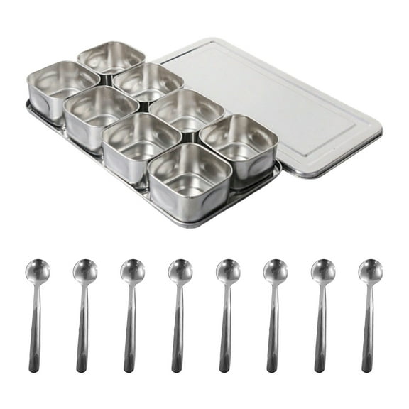 Professional Kitchen Spices Organizers 6/8 Grids Stainless Steel Storage Container Seal Lid For Baking Cooking Essential