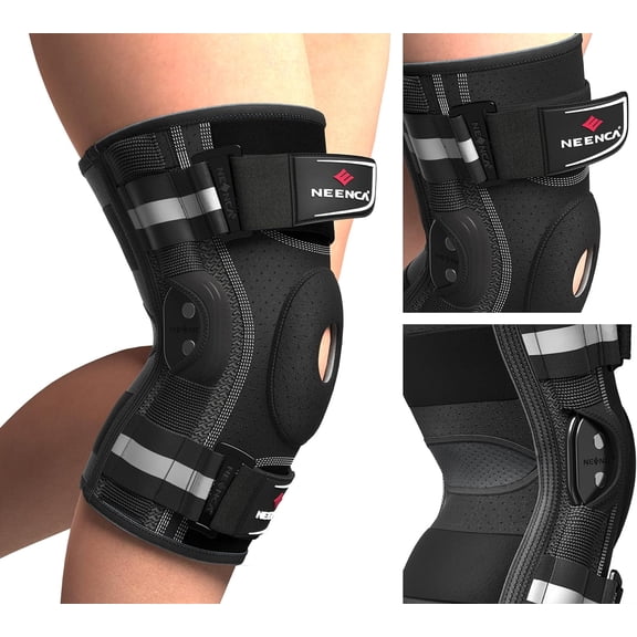 Professional Knee Brace for Knee Pain, Adjustable Hinged Knee Support with Removable Side Stabilizers, Strong Stability for Joint Pain Relief, Arthritis, Meniscus Tear, ACL, PCL, Runner, Sports