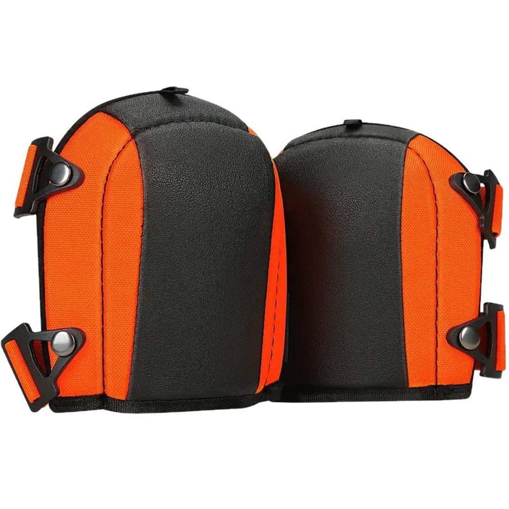Professional Knee Pads with Adjustable Straps, Heavy Duty Foam Padding, Black and Orange