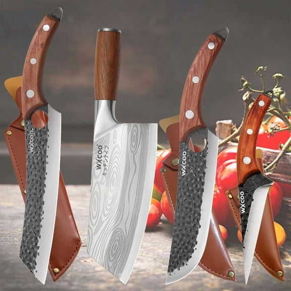 Professional Knife Set - Chef, Santoku, Paring & Boning Knives, Sharp Stainless Steel Blades, Multipurpose Kitchen & BBQ Knives w/Case" (198 chars)