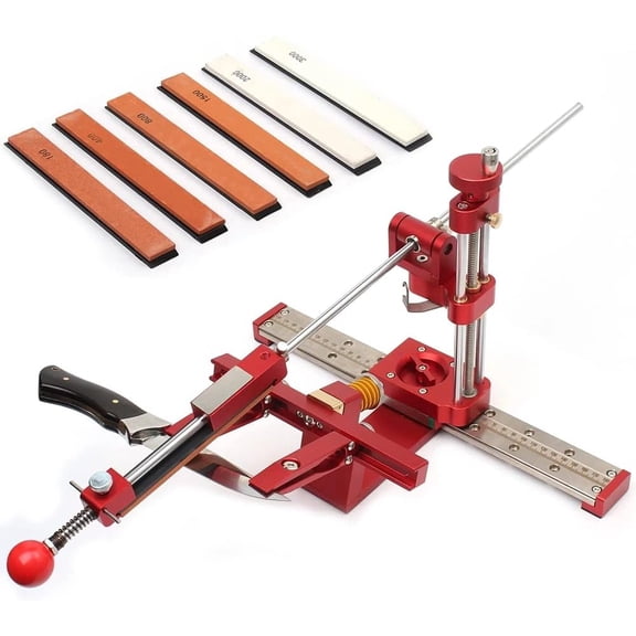 Professional Knife Sharpener with 6 Whetstones,360 Flipping Angle Adjustable Design,Fixed-Angle High Precision Grinder Sharpening with Dual Clamps,072R