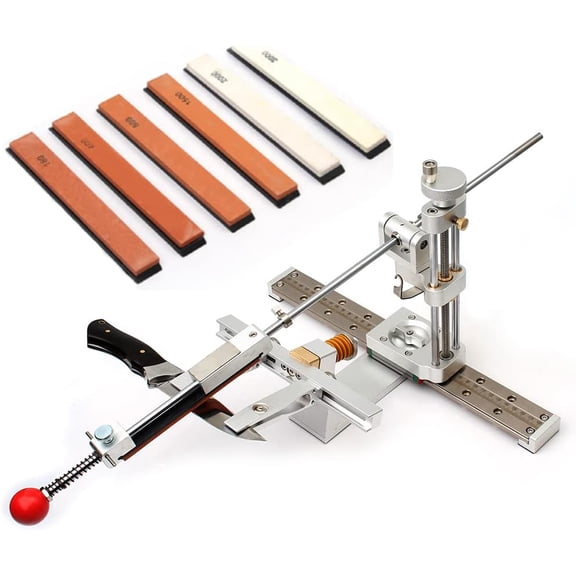 Professional Knife Sharpener with 6 Whetstones,360 Flipping Angle Adjustable Design,Fixed-Angle High Precision Grinder Sharpening with Dual Clamps,072SV