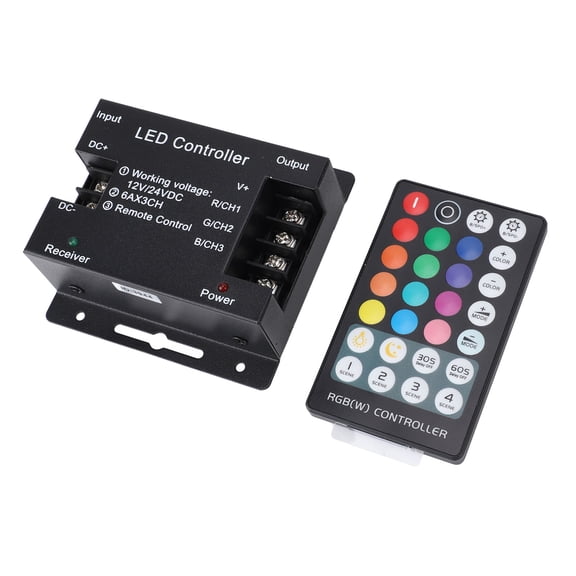 Professional LED Lights Controller and Dimmer Switch RF 28 Keys Wireless RGB Remote Control with Iron Housing Intelligent Memory Settings 12V 24V