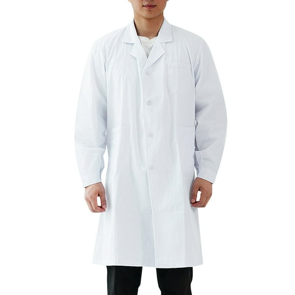 Professional Lab Coat for Men Women Long Sleeve, White, Unisex
