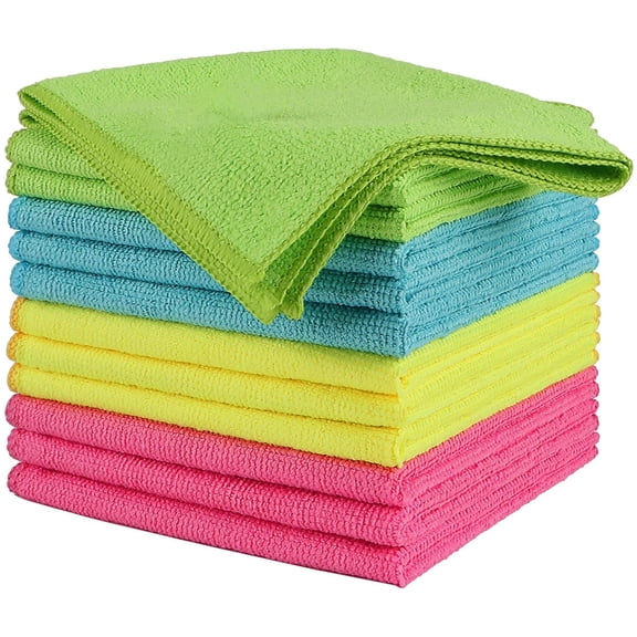 BN-LINK Microfiber Cleaning Cloth, 12 Pack Highly Absorbent Cleaning Rags, Lint-Free Microfiber Towels for Cars, House Kitchen Bathroom