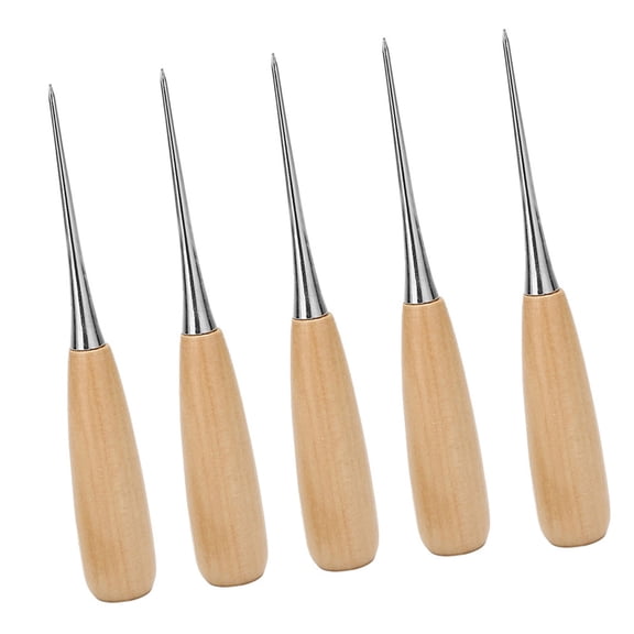 Professional Leather Awl Tool, Wooden Handle with Tip for Shoemaking Crafting and Repair Projects