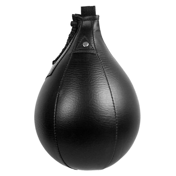 Professional Leather Boxing Speed Ball Training striking Bag Kit with Hand Pump and Heavy Duty Hanger Hanging Hook Black Color for MMA Gym 11.8 Inches / 30 cm Height Double Unit Design