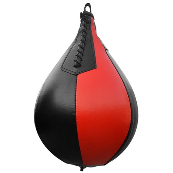 Professional Leather Boxing Speed Ball Training striking Bag Kit with Hand Pump and Heavy Duty Hanger Hanging Hook Red Black Mixed Color MMA Gym 11.8 Inches / 30 cm Height Double Unit Design