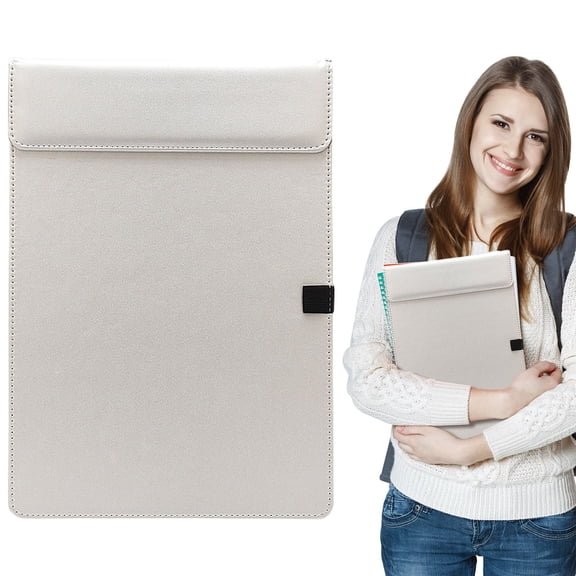 Professional Leather Clipboard A4, Scratch-Resistant Writing Board with Sturdy Clip for Daily Tasks Meetings Site Inspections Reports & Forms, Silver, By Harlik