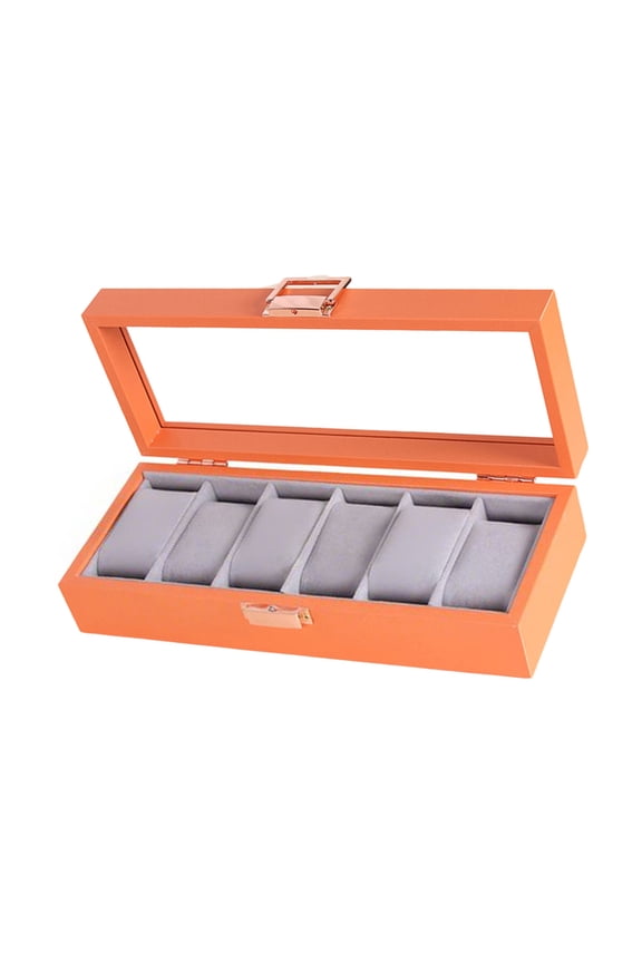 Professional Leather Container Storage Solution For Smartwatches Jewelry Featuring Scratch Resistant Glass Lid Design