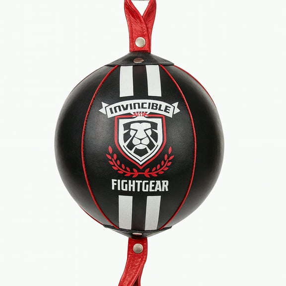 Professional Leather Double End Boxing Bag with Bungee Cords for Boxing, MMA, Muay Thai, Fitness Speed Dodge Reflex Ball, Floor to Ceiling Training, 9 Inch