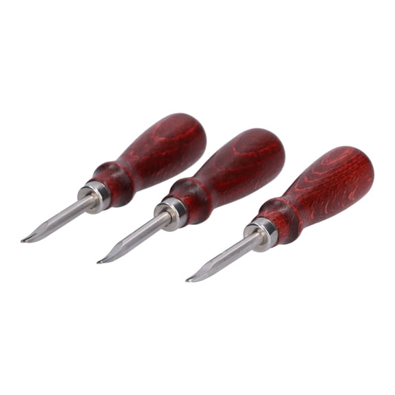 Professional Leather Edger Sharp Trimming Kit, 3 Pack Manual Bevel Cutter Trimmer with Sandalwood Handle for DIY Craft (8.3 in / 21 cm)