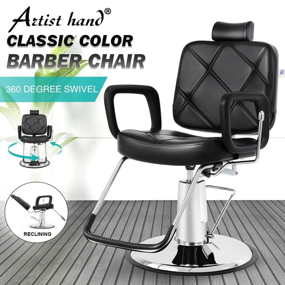 Professional Left Handed Reclining Hydraulic Barber Chair All Purpose Salon Spa Beauty Hair Styling Tattoo Equipment(Black)