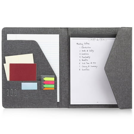 Professional Legal Notepad Portfolio, Grey Folio Notebook for Office, Business, Work, Pad Holder Folder Organizer for Documents (12.5x10)