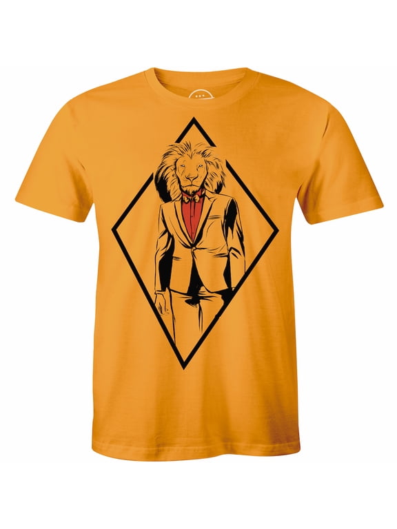 Professional Lion Suit Graphic Men Half Man Animal Head Human Body Funny T-Shirt
