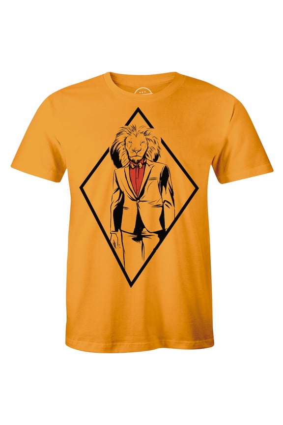 Professional Lion Suit Graphic Men Half Man Animal Head Human Body Funny T-Shirt