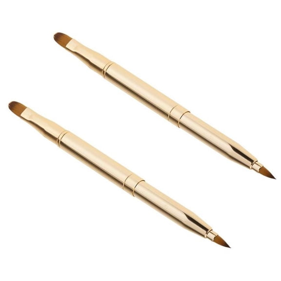 Professional Lip Brushes Eyeshadow Applicators, 2 Pack - Retractable Design with Caps for Travel