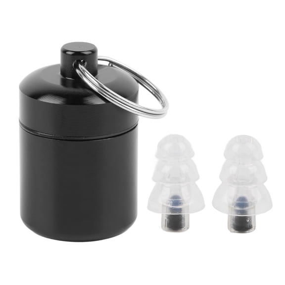 Professional Liquid Silicone Music Earplugs - Concert Hearing Protection with Metal Carrying Case (Black)