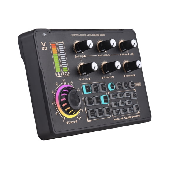 Professional Live Sound Card Audio Recording Mixer Interface Console with DJ Soundboard Effects Voice Changer for Podcasting Streaming Studio Equipment (6.9 x 4.5 x 1 Inches / 17.5 x 11.5 x 2.5 cm)