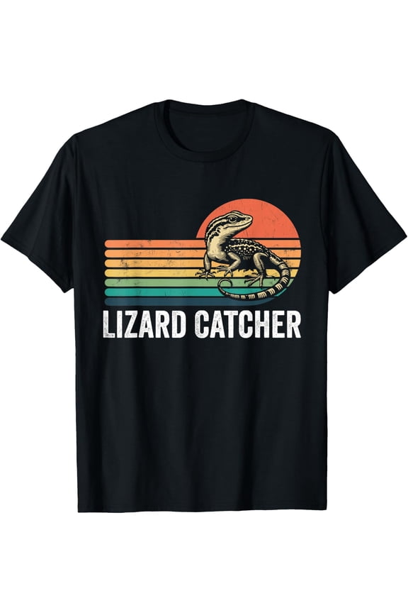 Professional Lizard Catcher Funny Retro Gecko Lizard Hunter T-Shirt