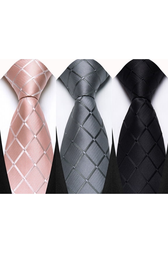 Professional Look Men's Classic Tie Set - 3 Pack Featuring Woven Jacquard Stripe Design on High-Quality Silk Polyester Material