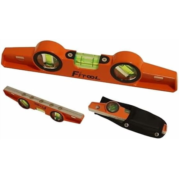 Professional Magnetic Scaffolding Spirit Level 10-Inch, Milling V-groove Base with 5 Strong Rare Earth Magnets for Superior Gripping Power, Die Cast Magnetic Torpedo Level 250MM and Holster$$Tools