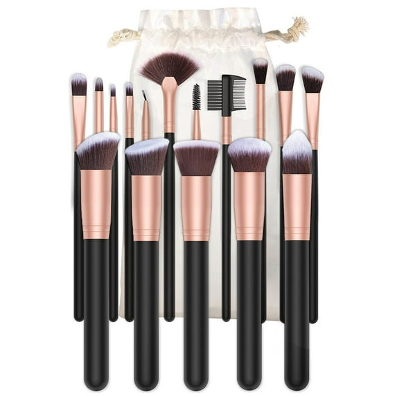 Professional Makeup Brush Kit Kabuki and Precise, 16 Piece Set Plus Elegant Pouch