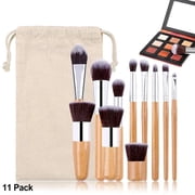 Professional Makeup Brushes Set with Storage Bag, Bamboo Handle Material, Premium Synthetic Soft Bristles for Blending Foundation Powder Blush Eyeshadow 11 Pack