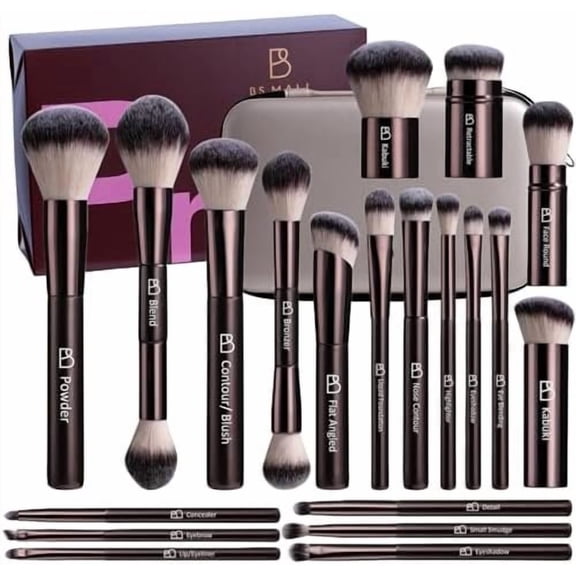 Professional Makeup Brushes  with Travel Case,  Synthetic Foundation Brushes, Concealer Blush Eyeshadow Brush Kit, Labeled for Beginners & Pro, Ideal for Daily Makeup &