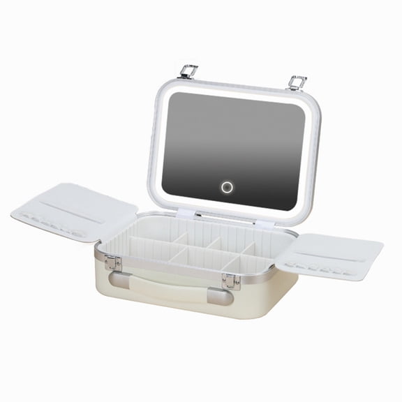 Professional Makeup Case With Adjustable LED Rings Light And Mirrored Portable Cosmetic Organiser for Women