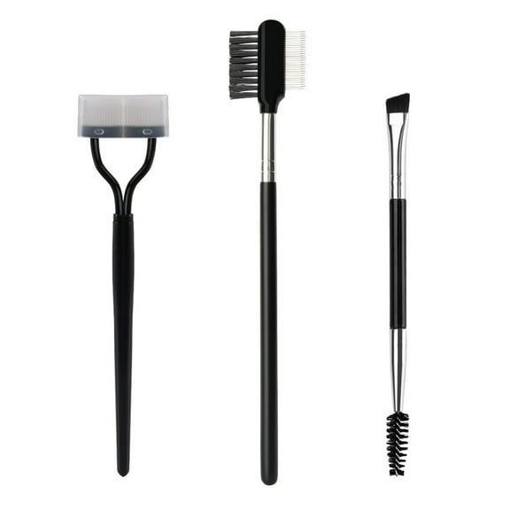 Professional Makeup Grooming Brush Set, Convenient Metal Teeth Eyelash Comb Non-Slip Handle, 3PCS - Eyebrow Tools for Perfectly Groomed Brows and Lashes