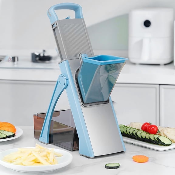 Professional Mandoline Slicer with Safe Guard, 6-in-1 Vegetable Chopper & Potato Slicer for Kitchen, Effortless Food Slicer for Salads, Fries, and Meal Prep (Blue)