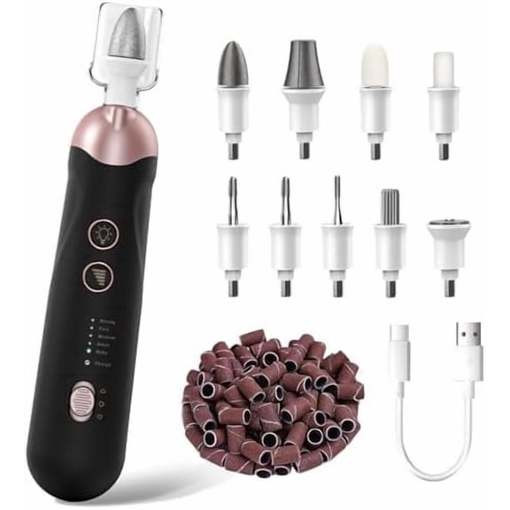 Professional Manicure Pedicure Kit, Cordless Electric File Set, Rechargeable Pedicure Tools for , 5 Speeds Hand Foot Care Drill for Thick Toenail Cuticle Women Men Pets