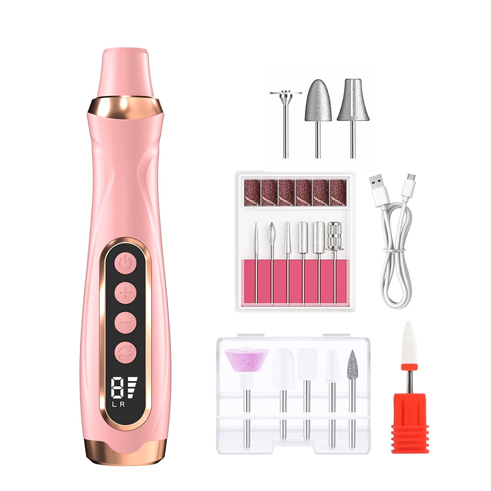 Professional Manicure Pedicure Kit Cordless Electric Nail File Set 6 Speed Cordless Nail Drill for Thick Nail Toenail Cuticle Hand Foot Care Nail Drill Tool