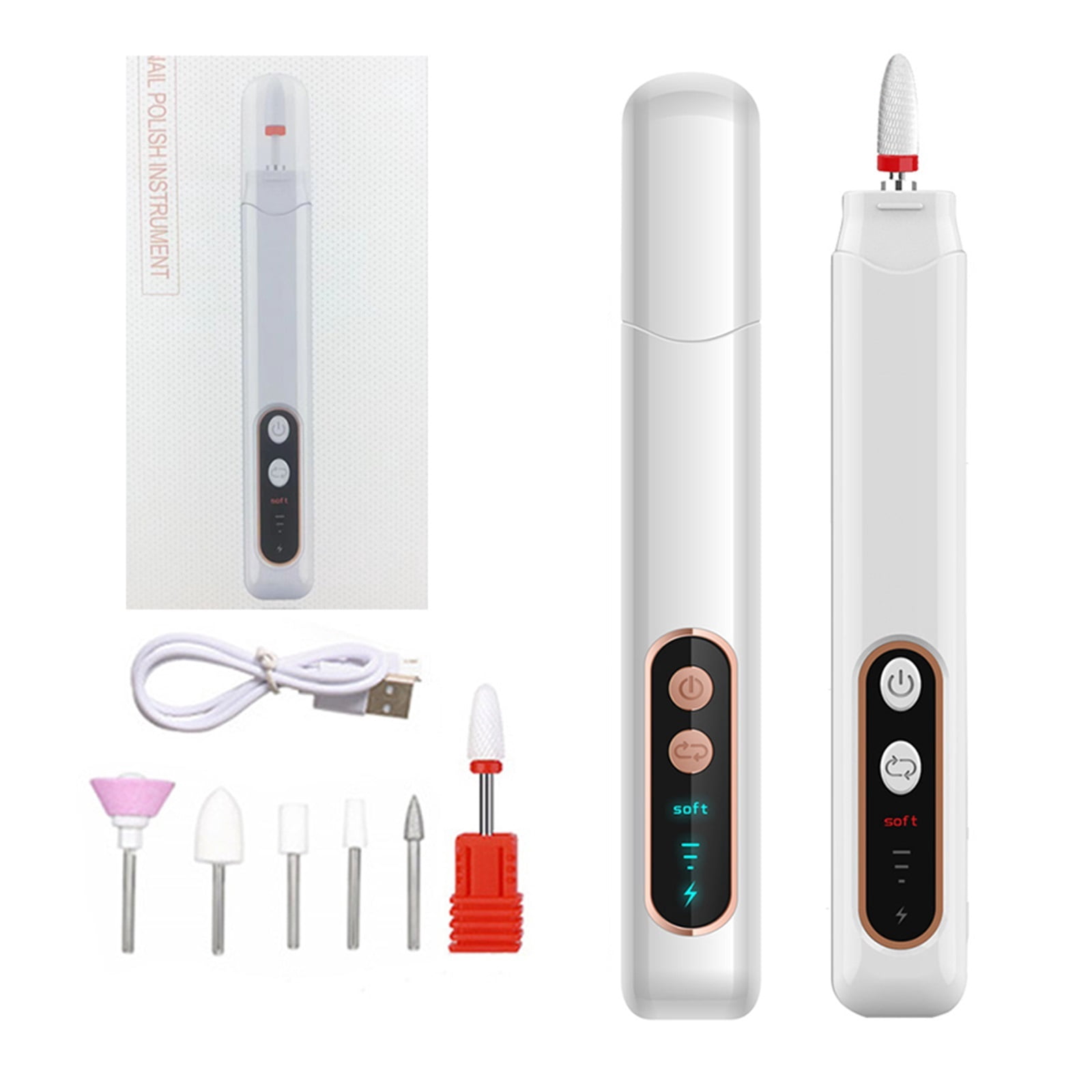 Professional Manicure Pedicure Kit Cordless Electric Nail File Set Nail Drill Machine Hand Foot Care Tool for Grind Trim Polish