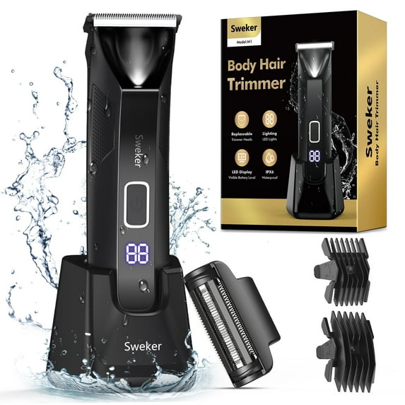 Prozing Professional Manscape Ball Trimmer for Men, 2-in-1 Body Hair Groomer and Groin Hair Shaver -Dual-Head Trimmer for No-Nick Shaving