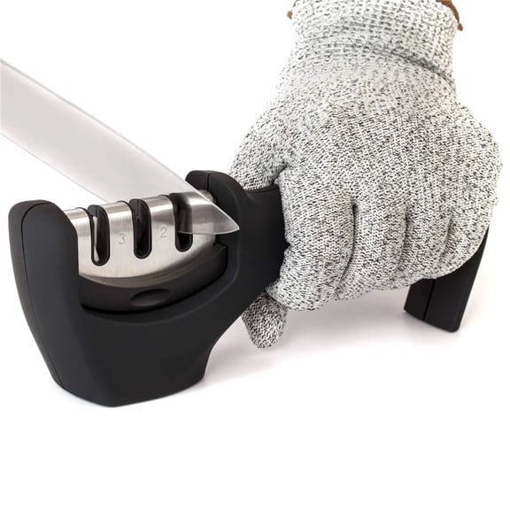 Professional Manual Knife Sharpeners for 15- and 20-Degree Straight-Edge and Serrated Knives with Diamond Abrasives Precise Angle Control & Compact Footprint, 2-Stage, Black