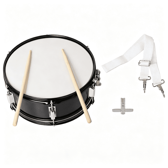 Professional Marching Snare Drum & Drum Stick & Strap & Wrench Kit Black, 14" x 5.5"
