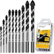 Professional Masonry Drill Bit Set (10PCS) for Glass/Brick/Plastic/Cement/Wood/Tile/Etc, Industrial Strength Carbide Drill Bit Tip, 1/8"-1/2"